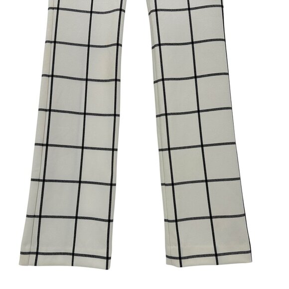 NEW Express Womens 00 Pants Editor Barley Boot Windowpane Ivory Black Trousers - Picture 3 of 10
